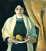 August Macke Portrat mit Apfeln oil